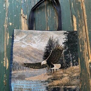 Eagle tote bag with Isaiah 40:31 verse vintage
